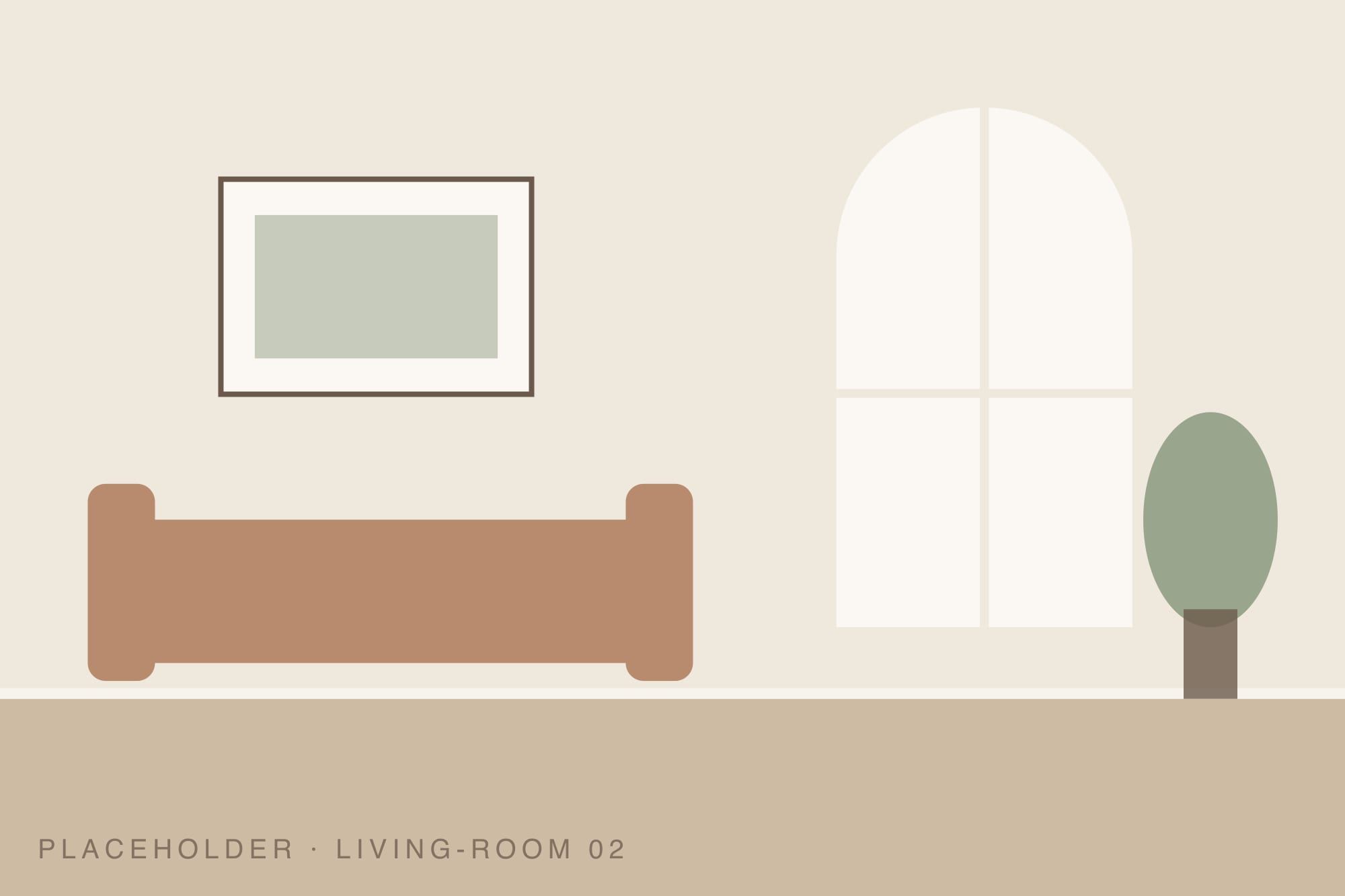 Living room with an arched window